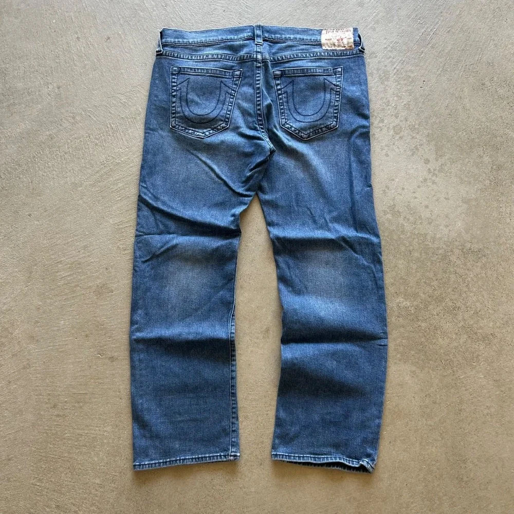 True Religion Jeans Size 40x34 Blue Medium Wash Denim Ricky Relaxed Straight